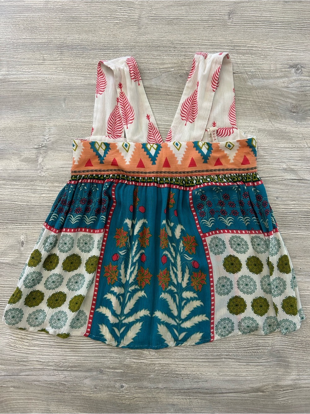 RAGA "Albuquerque Nights" Mixed Pattern Boho Tank Top — Size M